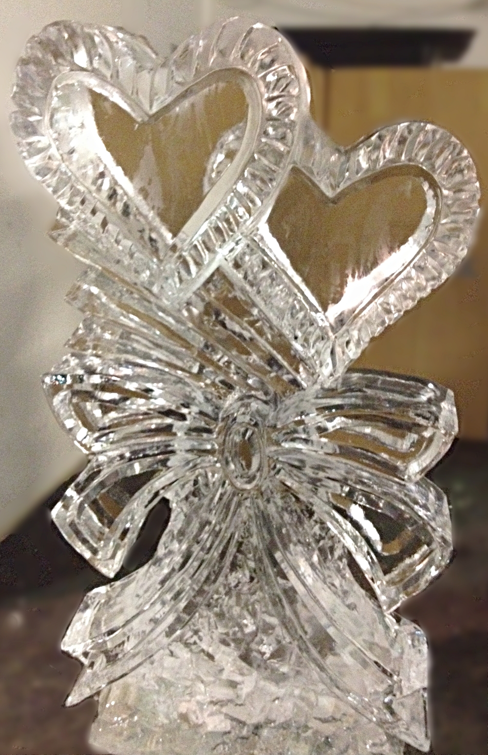 Double Heart Wedding Ice Sculpture