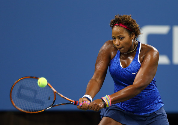 Taylor Townsend playing with gel manicure. Getty Images