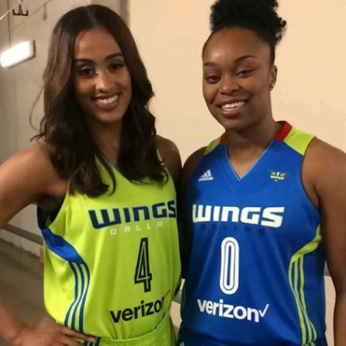 Skylar Diggins and Odyssey Sims in new Dallas Wings uniform. Photo/Mavs Money Ball