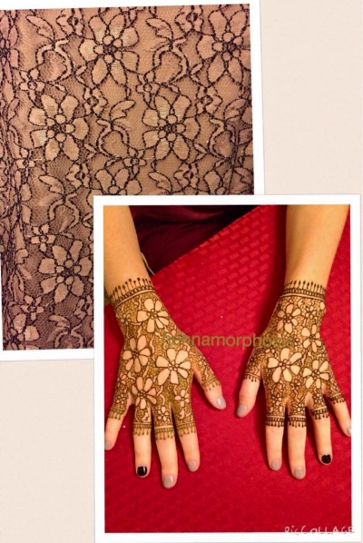 'Gloves' to match lace dress (closeup of dress at top)