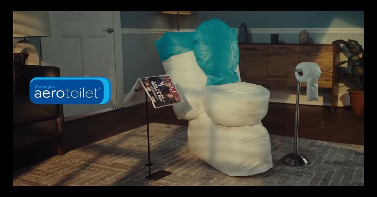 2 inflatable toilets were designed and sewn in this 24 hour fabrication for @nbcsnl. Additional fabrication: inflatable toilet paper and magazine. See the full sketch at  https://youtu.be/JRI1Sy4wnxc