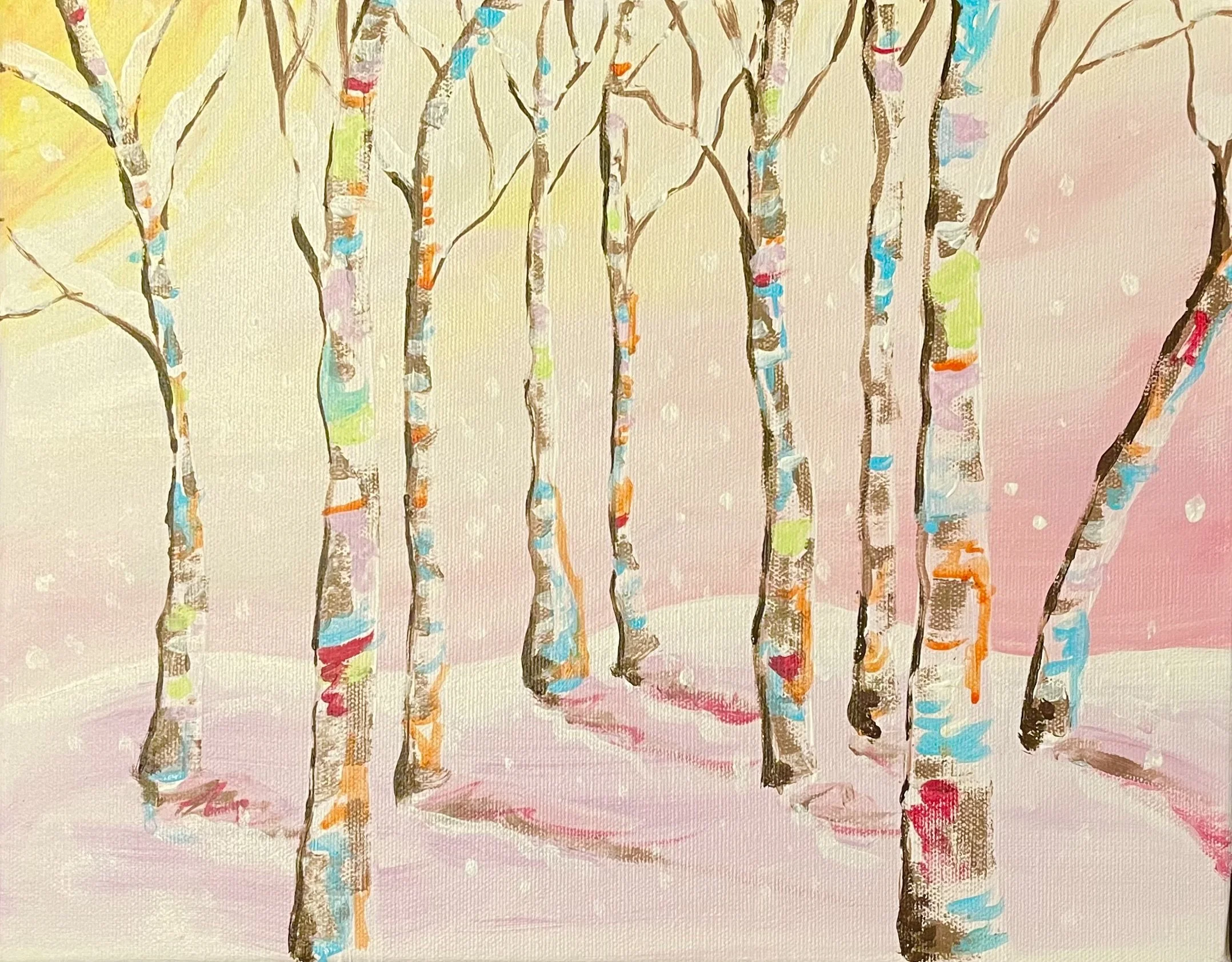 Jan. 17 – Sip &amp; Sketch Art Session- Colorful Birch Trees