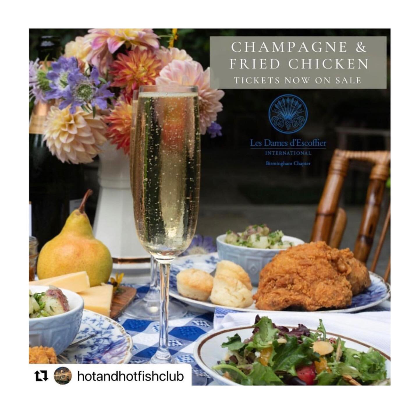 🥂Les Dames d&rsquo;Escoffier International's fundraiser Champagne &amp; Fried Chicken, is coming up on October 2 at Pepper Place. The event features a drive-through, pick-up picnic for two&mdash;your choice of gluten-free fried chicken or a vegetabl