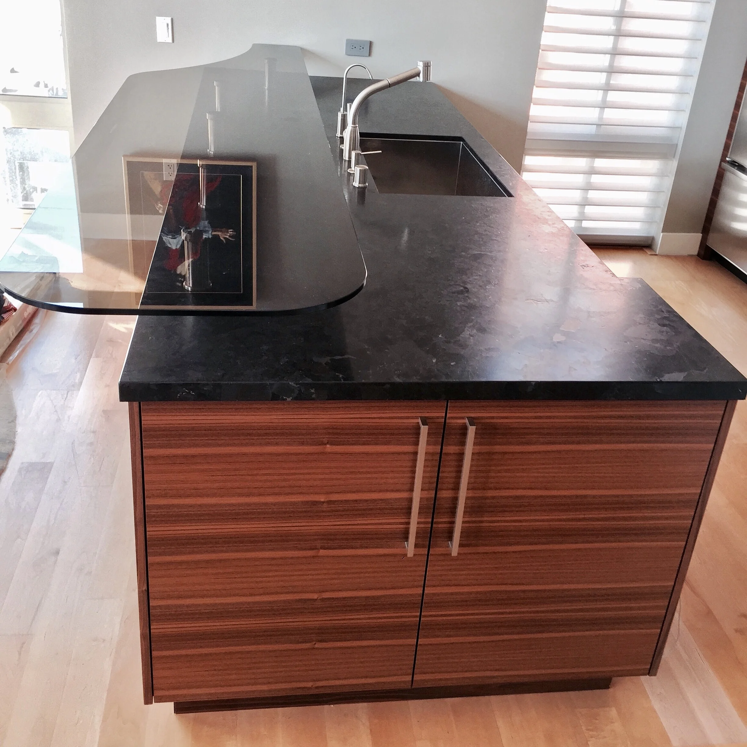 Custom kitchen with walnut cabinets