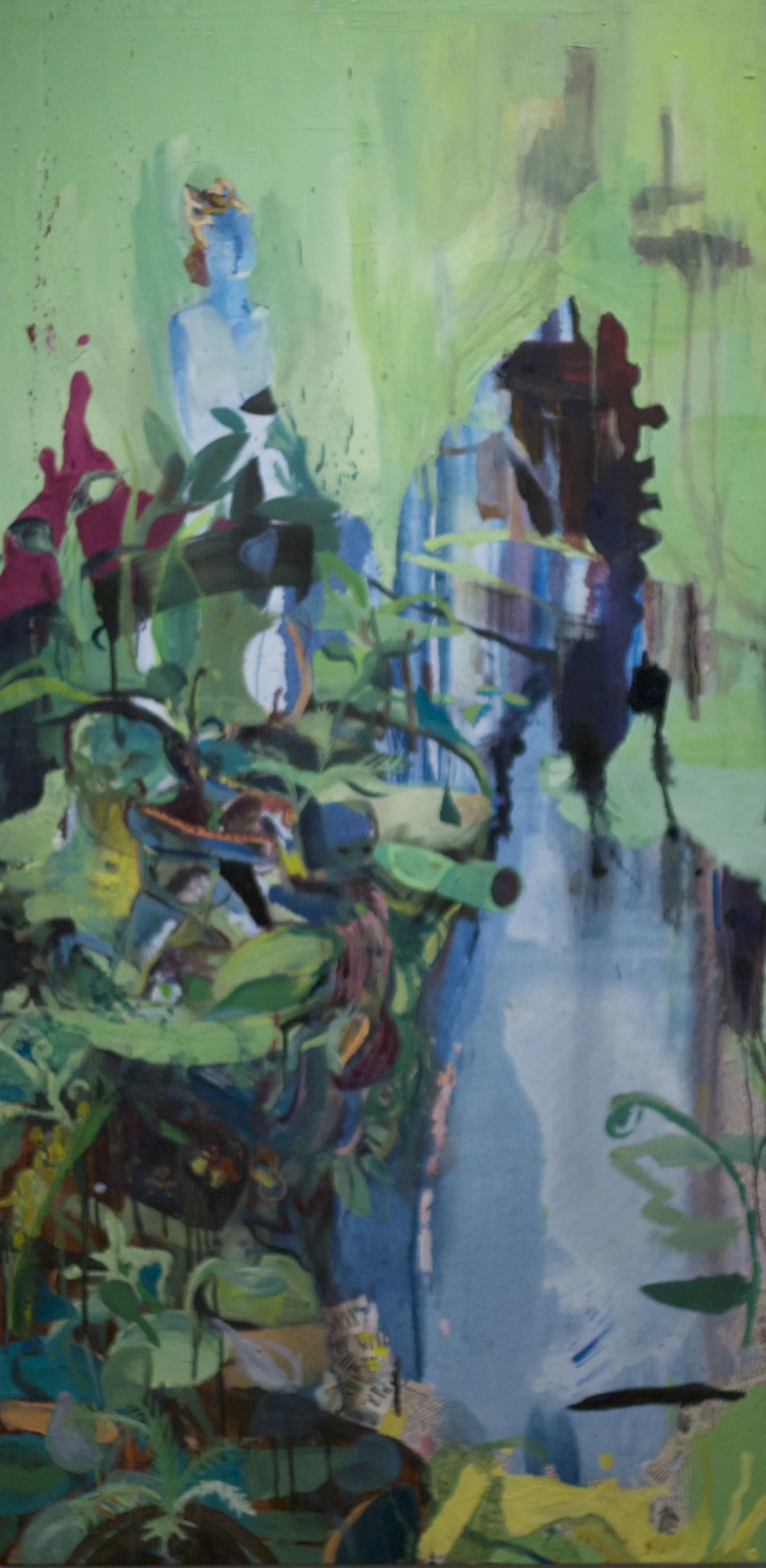 mushrooms, oil on linen, 5' by 2 1/2', 2011, $1000