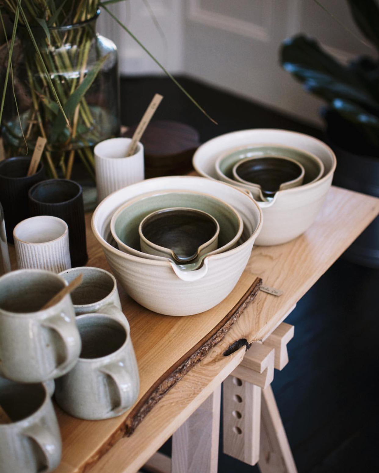 Pouring bowls for sale at Midgley Green, Clevedon. Photograph by Midgley Green.