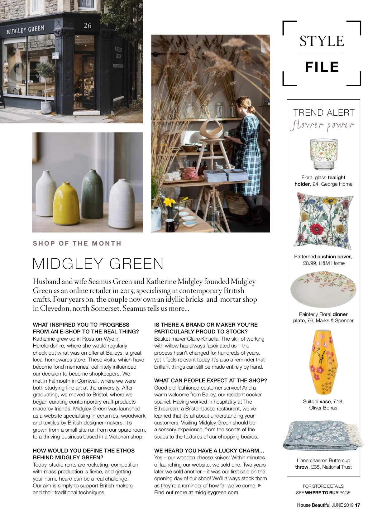 Lucy Rutter bottles at Midgley Green, House Beautiful magazine, June 2019