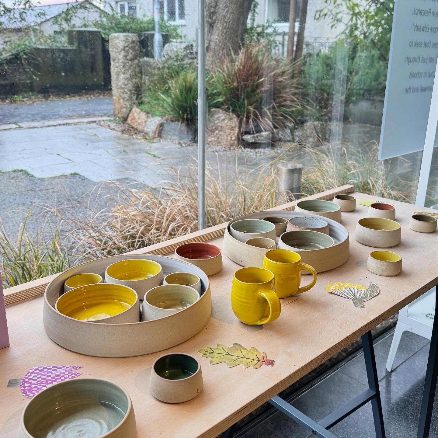 I&rsquo;m thrilled to tell you that my work will continue to be available in the beautiful shop @newlynexchange over the winter festivities and it is perfectly displayed; thank you for letting my tondo dishes bask in the sun in the window with its ba