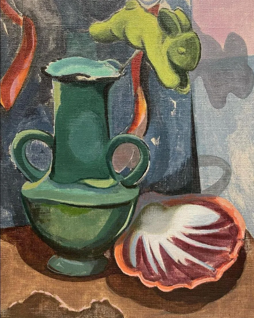 Linda Hays, Vase with Diving Rabbit.jpeg