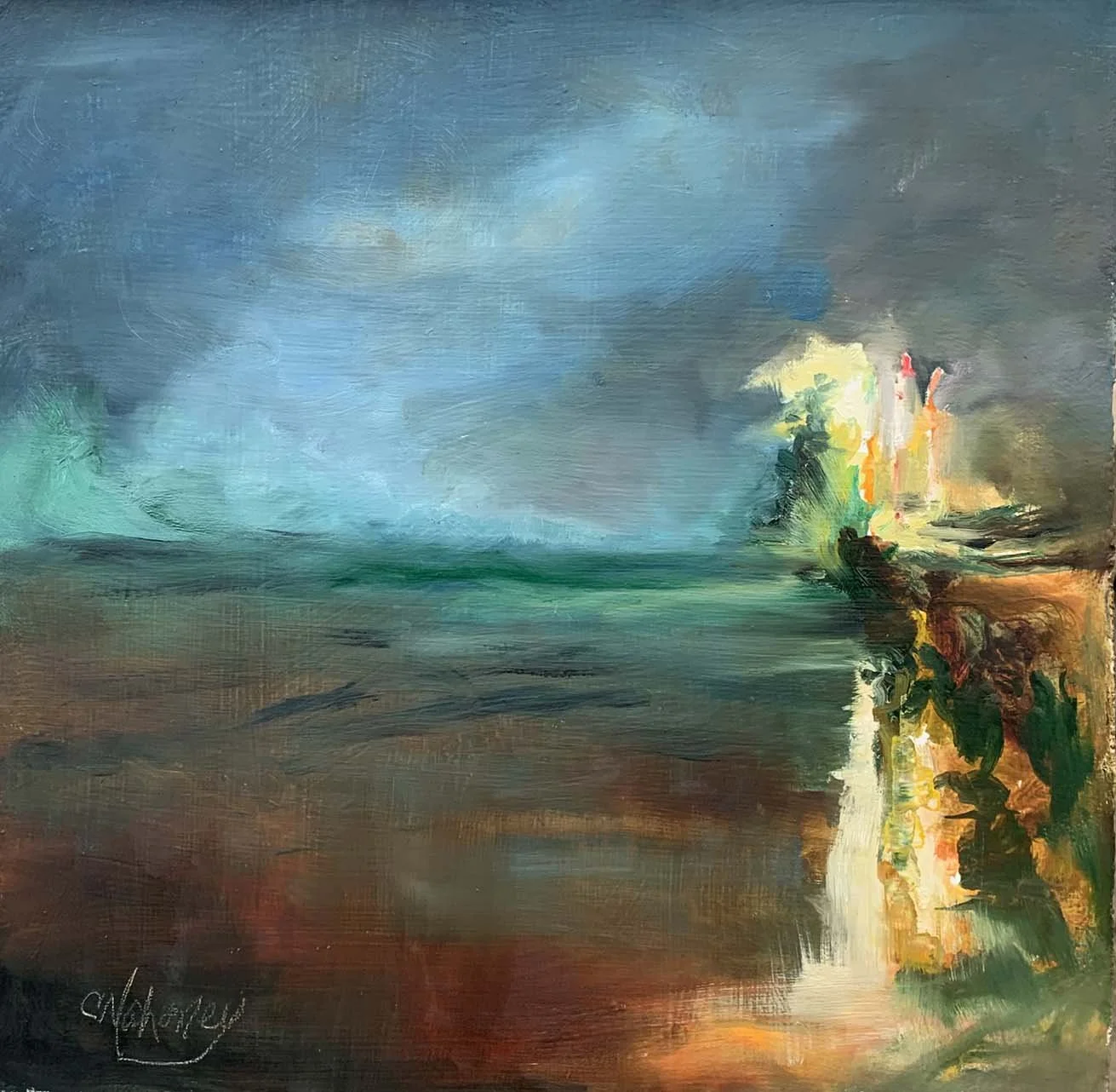 20 First Light, Hermann Boat Ramp Plein Air Oil.jpg