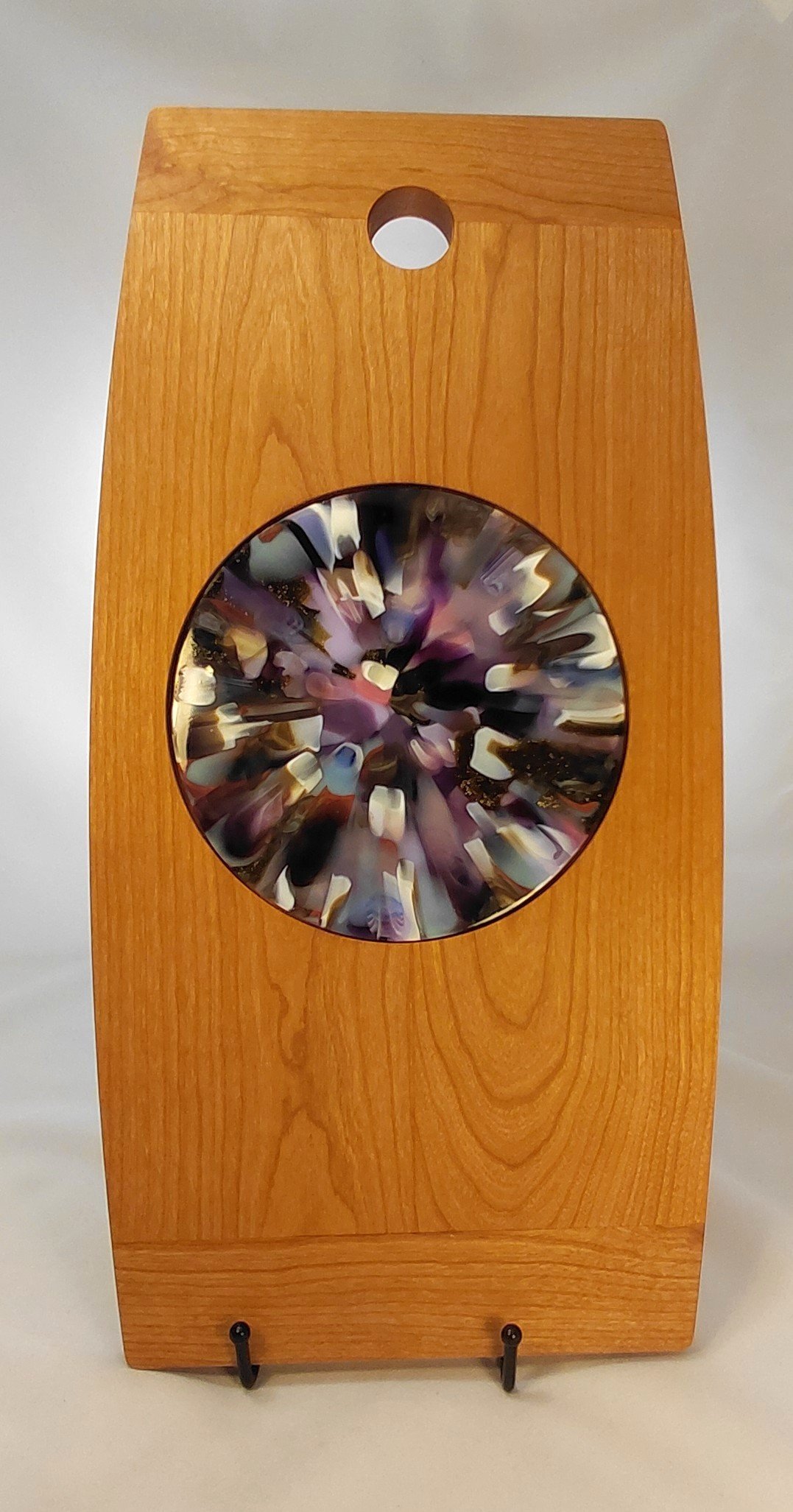 Catherine Doyle, Cherry Cheese Board with Fused Glass Insert.jpg