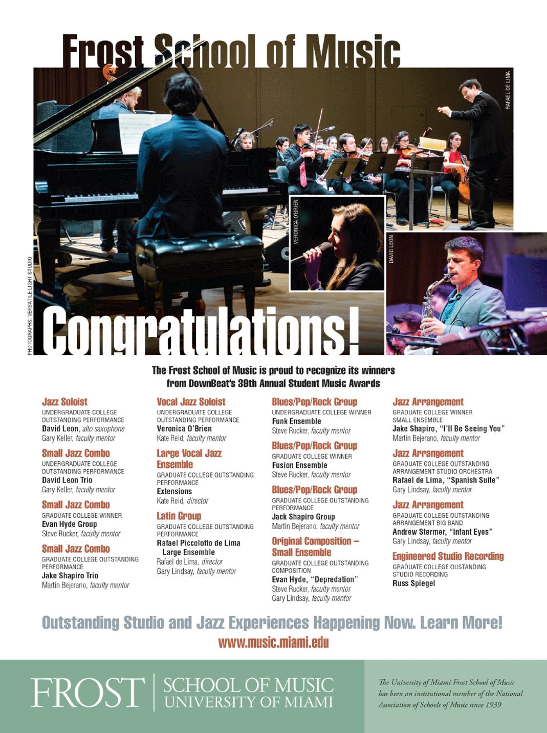 Downbeat Magazine, 2016.