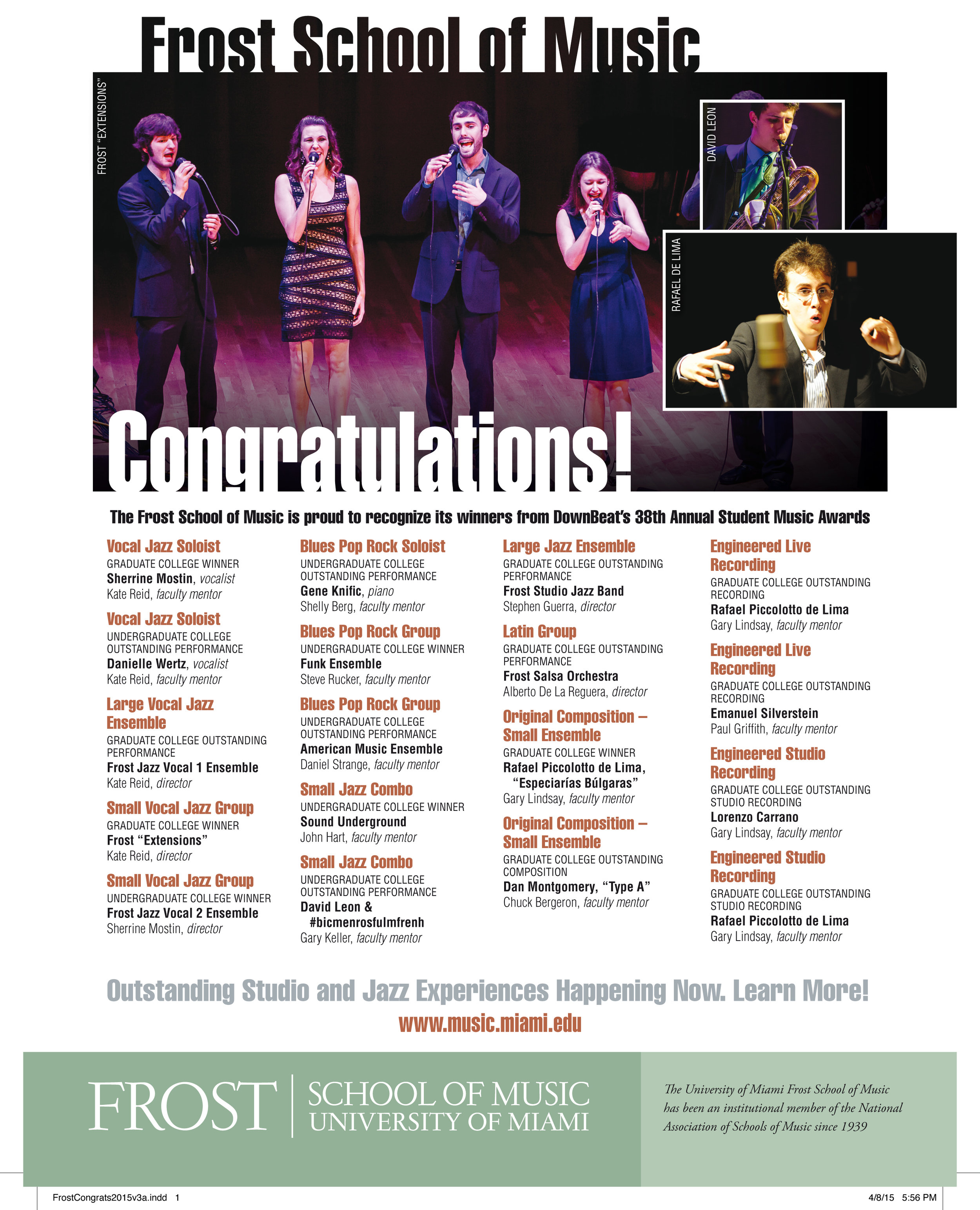 Downbeat Magazine, 2015.