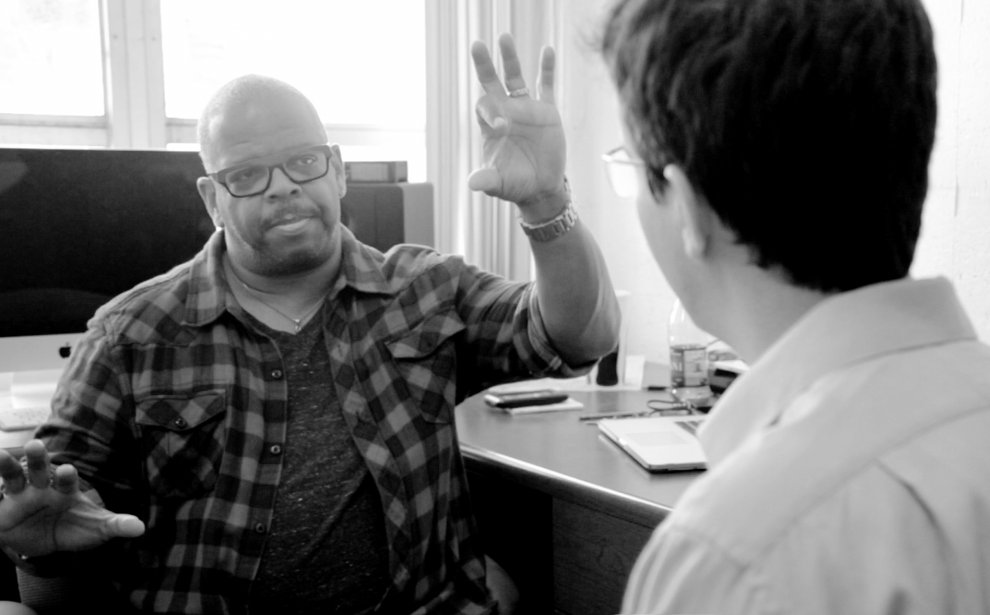 Rafael Piccolotto de Lima interviewing composer Terence Blanchard (Miami, 2015).