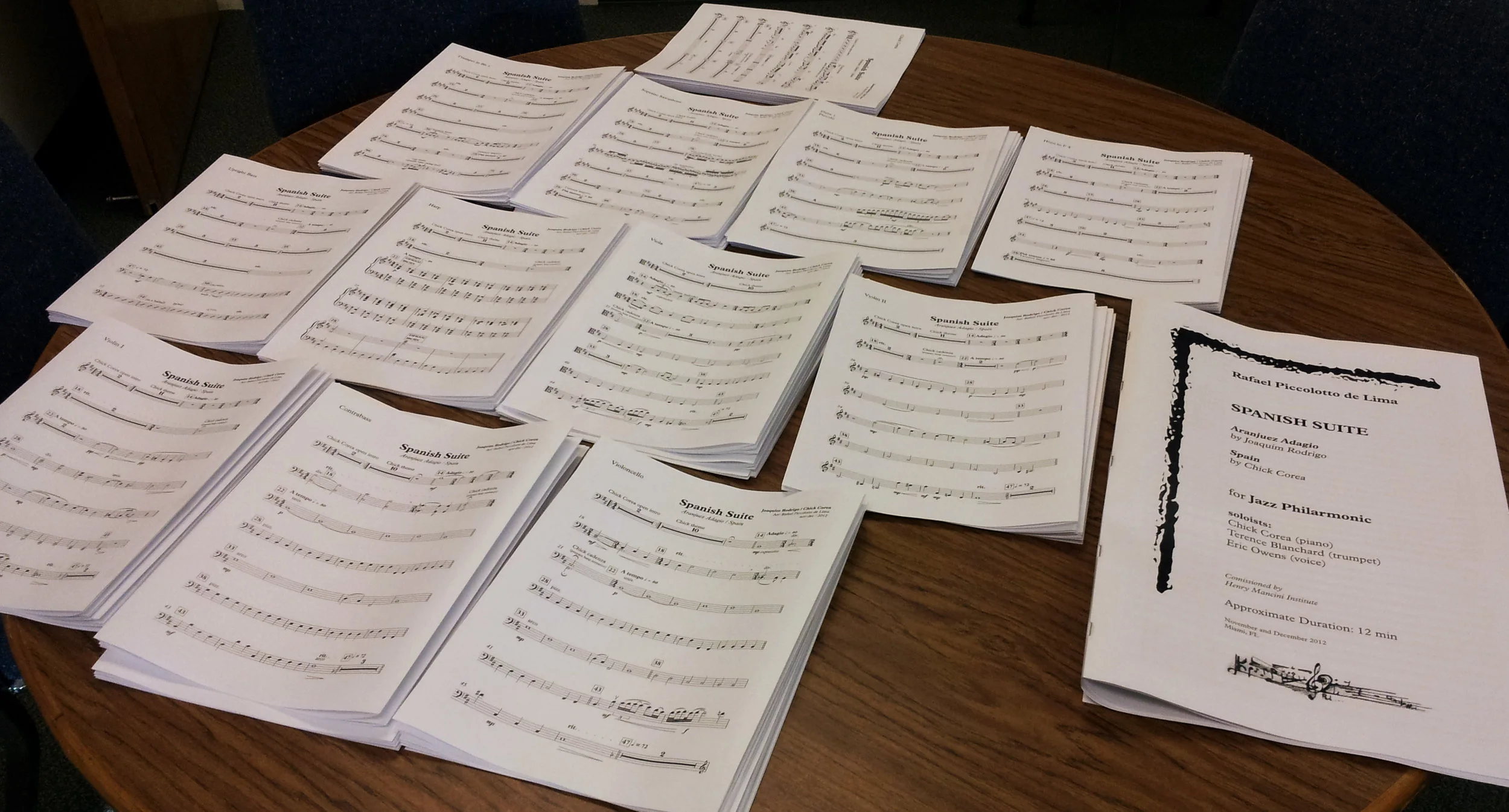 Arrangement of Concerto de Aranjuez and Spain for Chick Corea, Terence Blanchard, Eric Owens and the Henry Mancini Institute Orchestra.