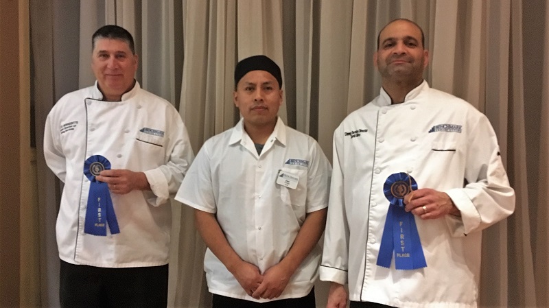 Benchmark chefs took top award for fifth year: From left, Senior Dining Services Director Steve Morissette, Greenwich Farms of Warwick; Dan Ortega, cook at Capitol Ridge at Providence; and Dining Services Director David Silva, Capitol Ridge at Providence. 