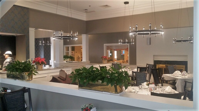 Renovated independent living dining room.