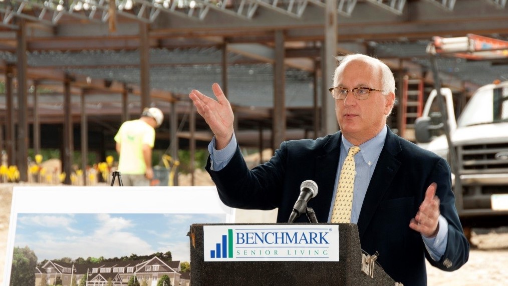 Tom Grape, a Fairfield native, acknowledges hometown guests, including one who is actively recruiting her friends to move in with her when the community opens next year.