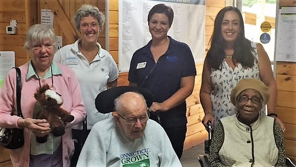 From left, Marie, Manes & Motions Program Coordinator Jeanna Pellino, Resident Care Assistant Kelly Harbor, Harbor Program Coordinator Jennifer Felciano, Edward and Lone.