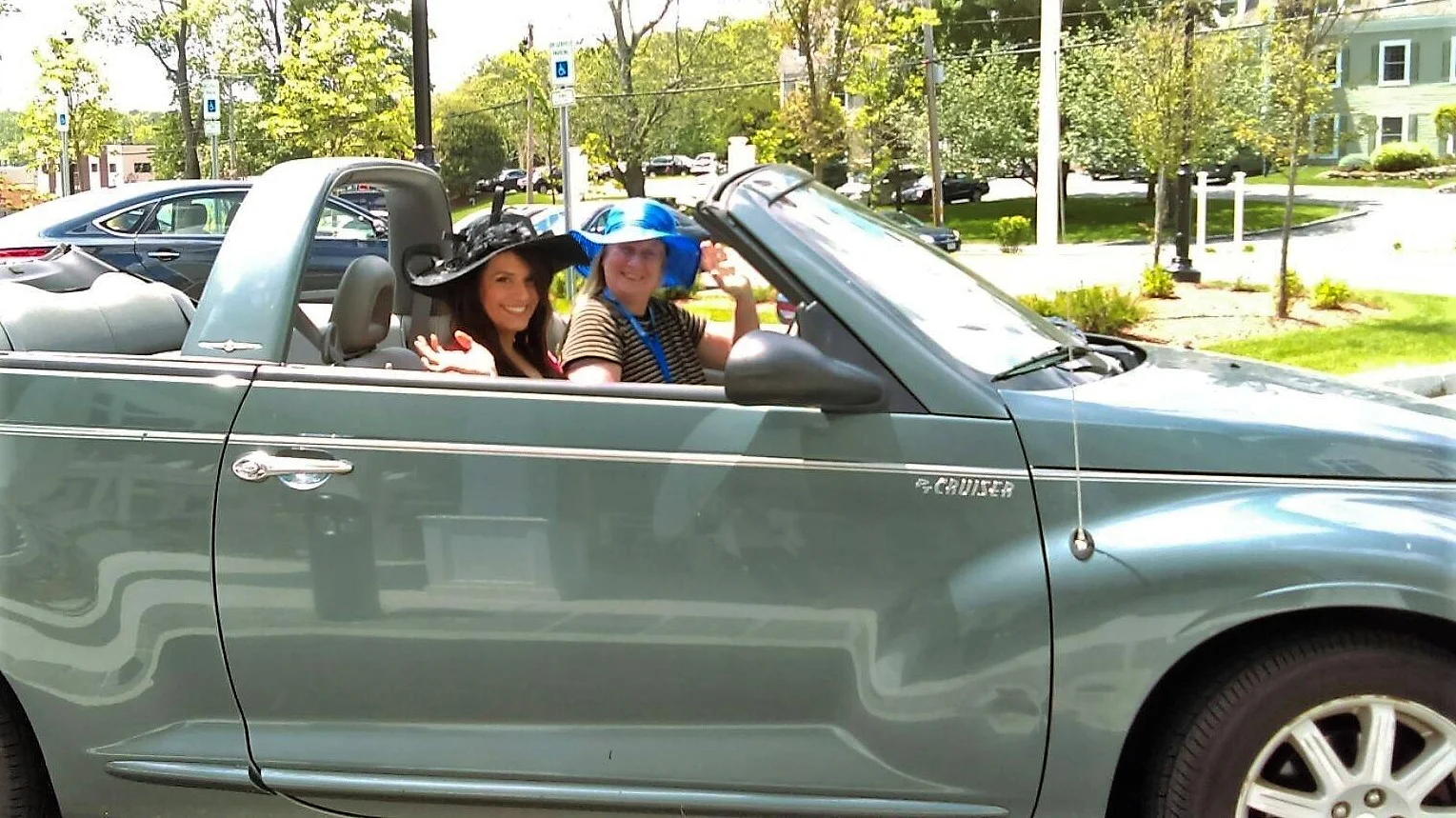 Programming Director Suzy Hicks , at the wheel, and Community Relations Director Kristy Mikol set off to deliver flowers to a hair salon, whoopie pies to a construction crew and smiles to a local nursing home.