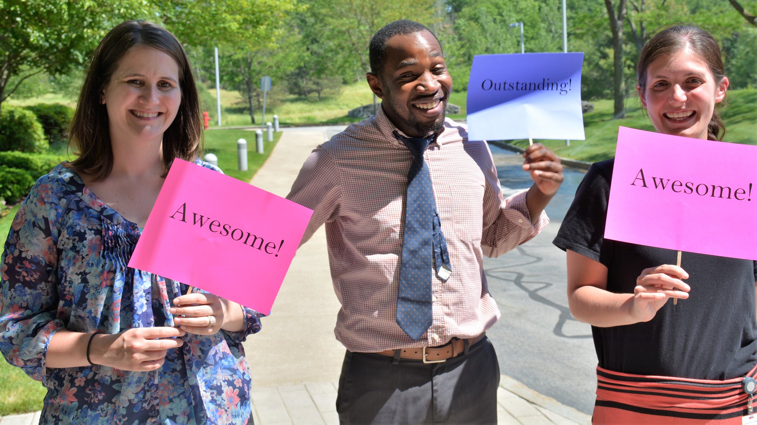 Members of the home office Walking Club celebrate the recognition of our healthy workplace. From left: Emily Atkins , Associate Experience Specialist; Javon James , Fixed Asset Coordinator; and Jessica Trunfio , HR Administrative Assistant.