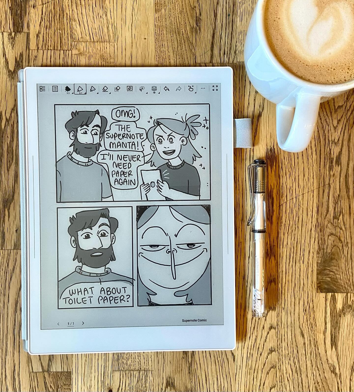 Wow! Just wanted to thank @supernote_official for sending me their Supernote Manta to try out. I am in love with this device y’all. It is a tablet you can use to read with, draw on and take notes. It has replaced all my notebooks and sketchbook