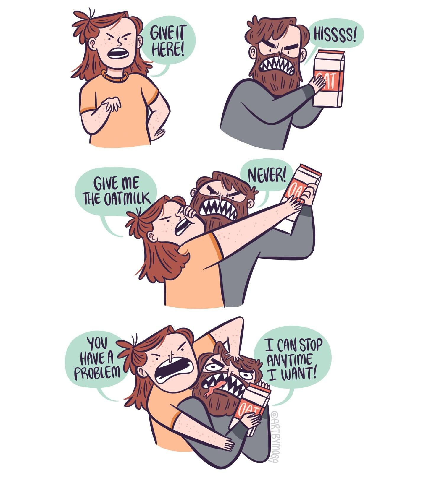 A little comic about oat milk.