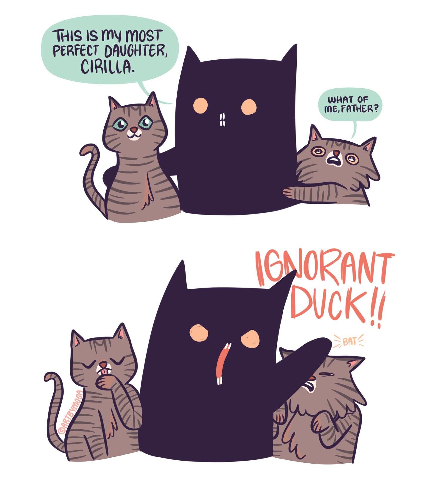 10 comics about Shadowfang and IGNORANT Duck. 🐈&zwj;⬛💖🦆