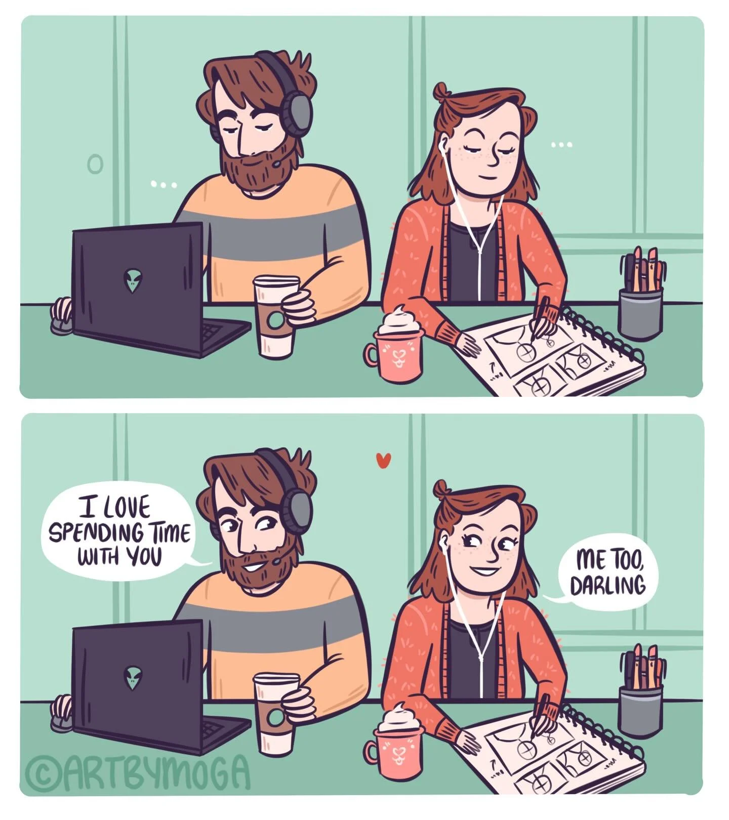 Today is our 8 year wedding anniversary. 
To celebrate here is 19 comics about my better half, Carson ❤️