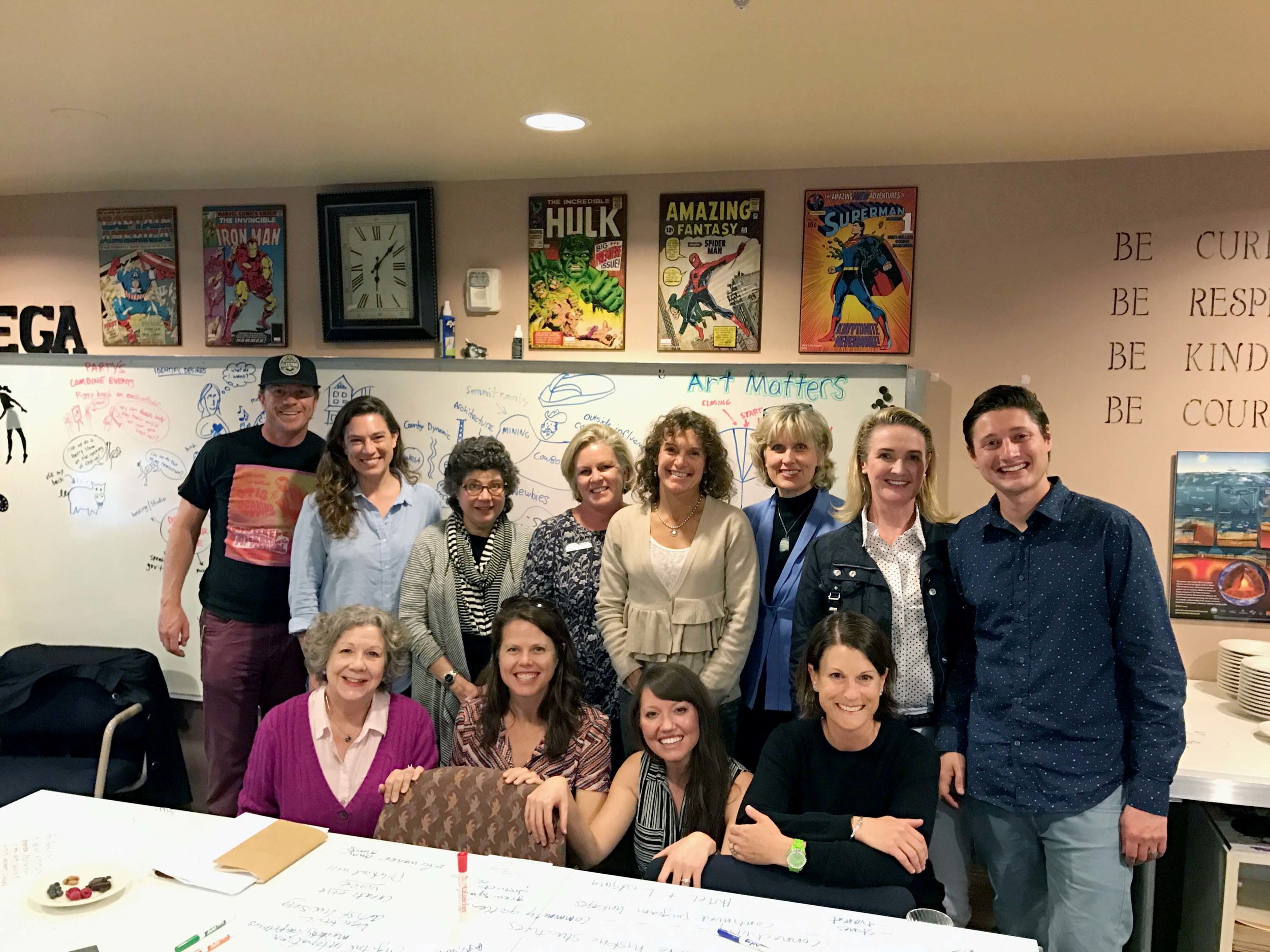 The first Non-Profit Workgroup meeting was held at the Mega Genius Supply Store on May 8, 2017. Representatives from many of Summit County's great Arts and Culture organization were in attendance, and local artist, John Helton, illustrated our meeting on the whiteboard (photos in the recap document). During our kick-off meeting we participated in an ideation exercise to discuss challenges, immediate ideas, and big dreams. We also scheduled arts parties for the summer discussed data collection. 