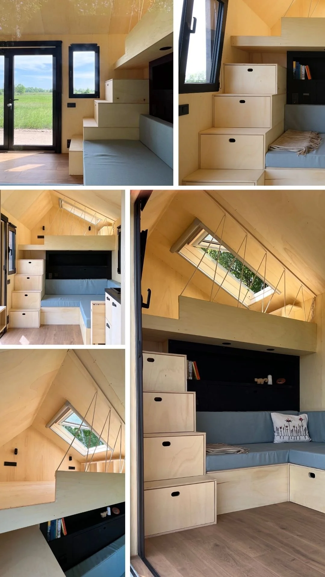  Stairs leading to mezzanine in  REDUKT PURA  mobile house. Photo: REDUKT 