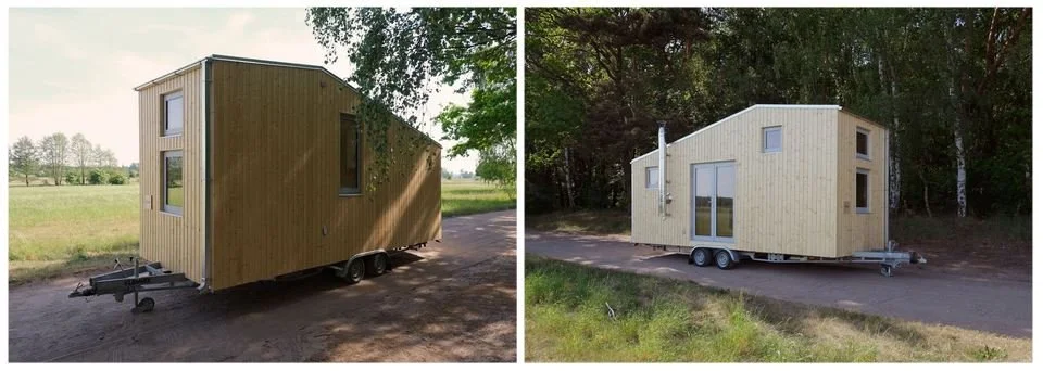  Exterior with natural wooden elevation of REDUKT ECHO tiny house. Photo: REDUKT 