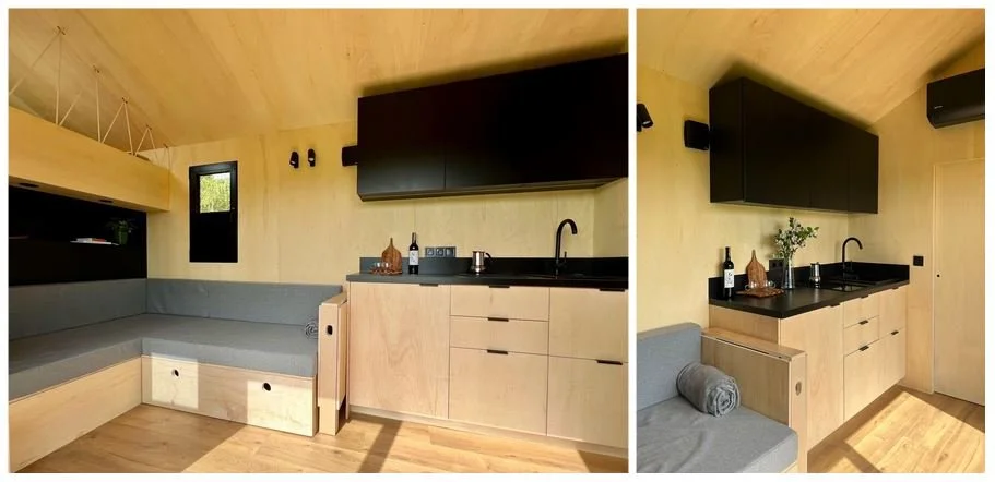  Strefa dzienna i kuchnia w domu na kołach REDUKT PURA. Foto: REDUKT 