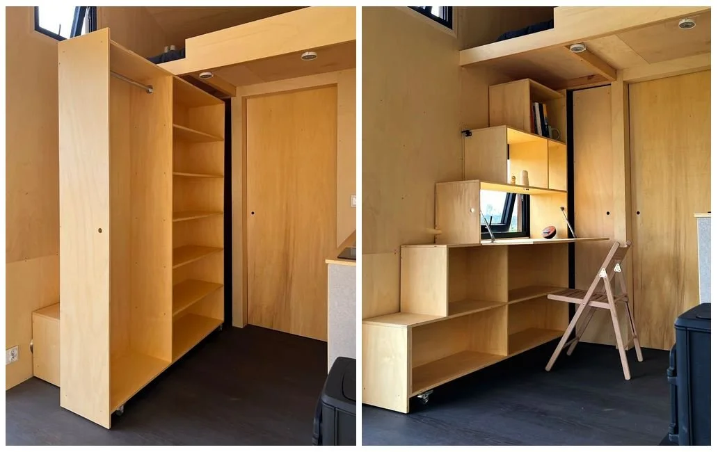  Mobile furniture on wheels in REDUKT ONE house. Photo: REDUKT 