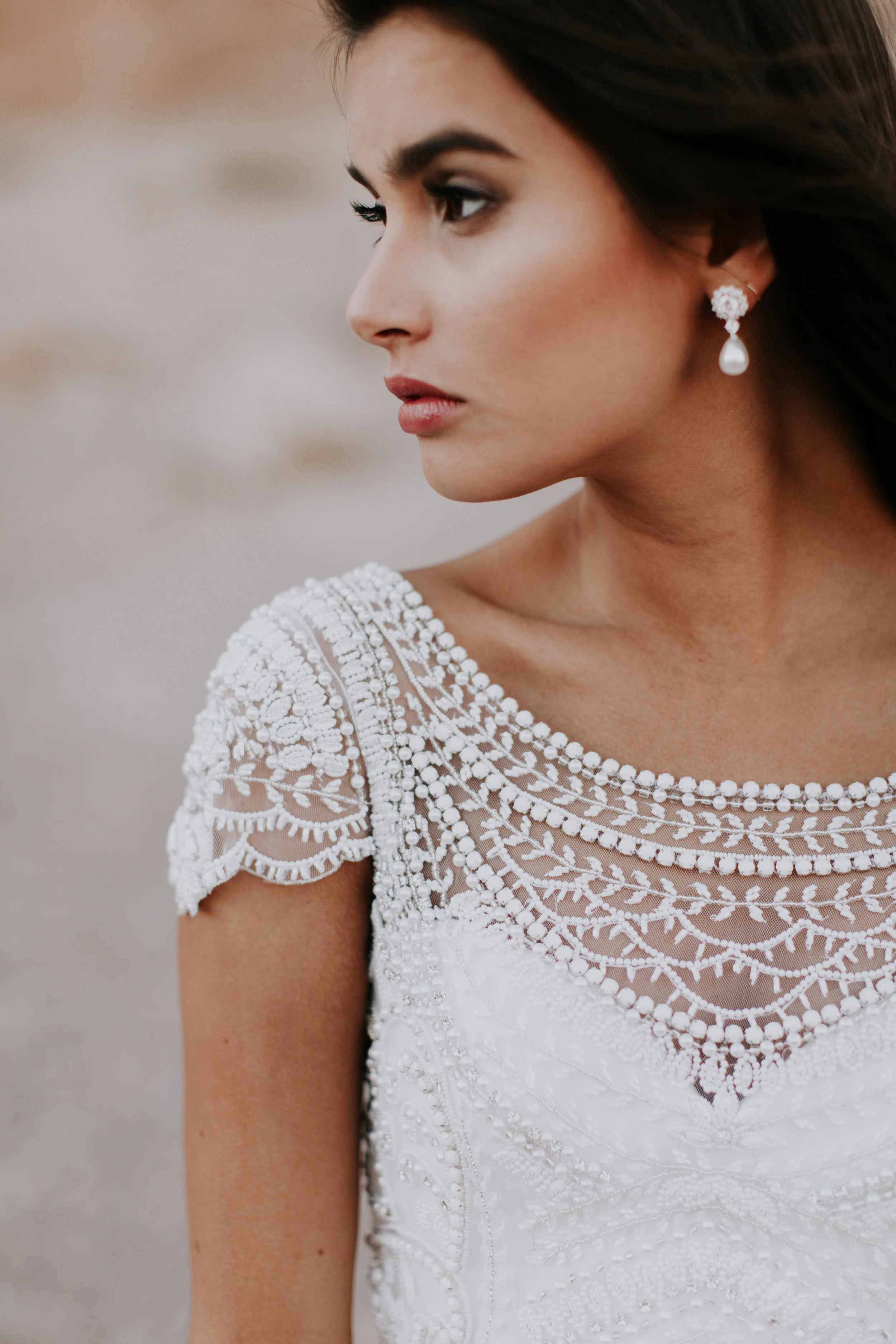 Anna Campbell Florence Dress | Vintage Inspired Boat Neck Embellished Wedding Dress