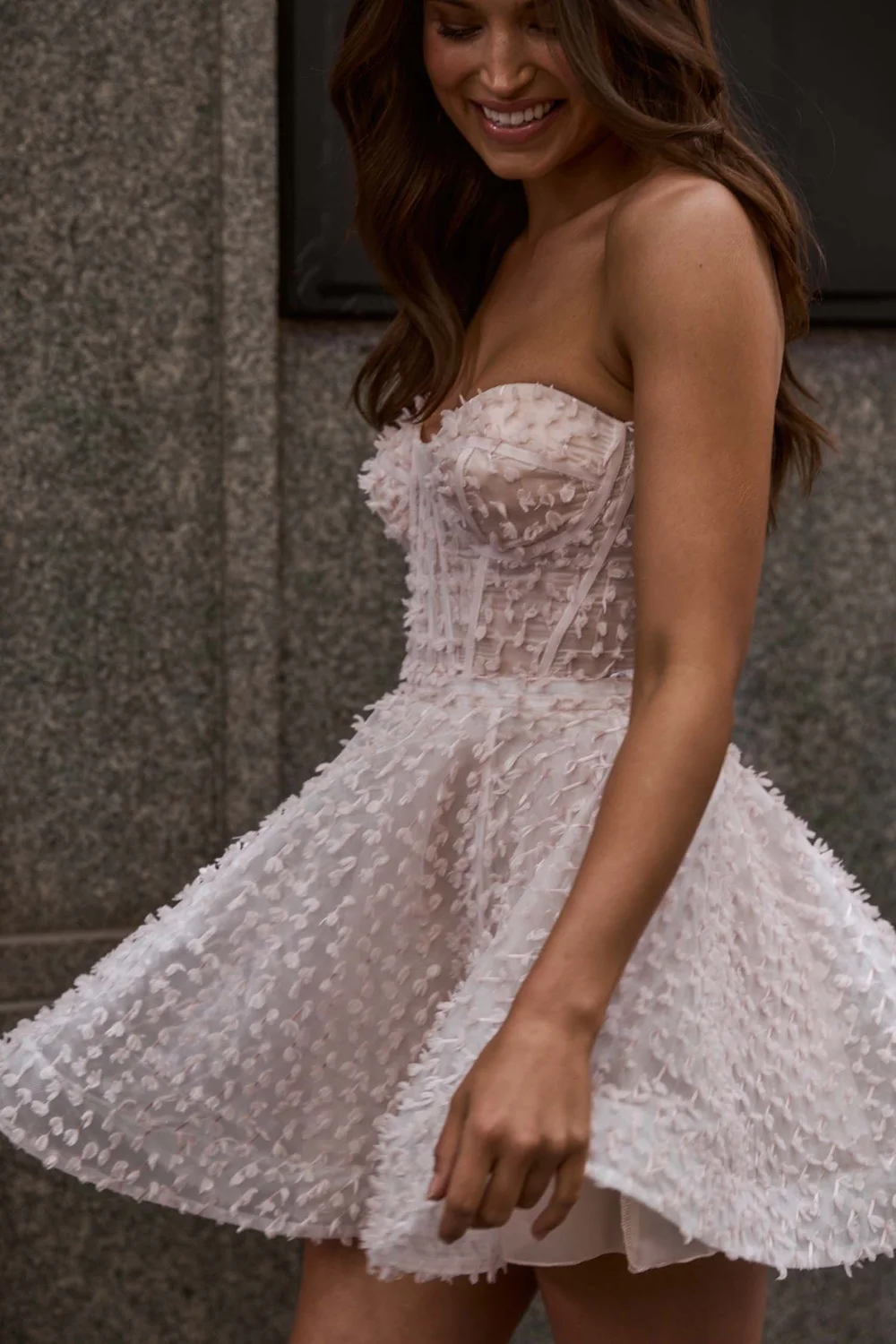Playfull and Chic Bridal mini dress  Anna Campbell