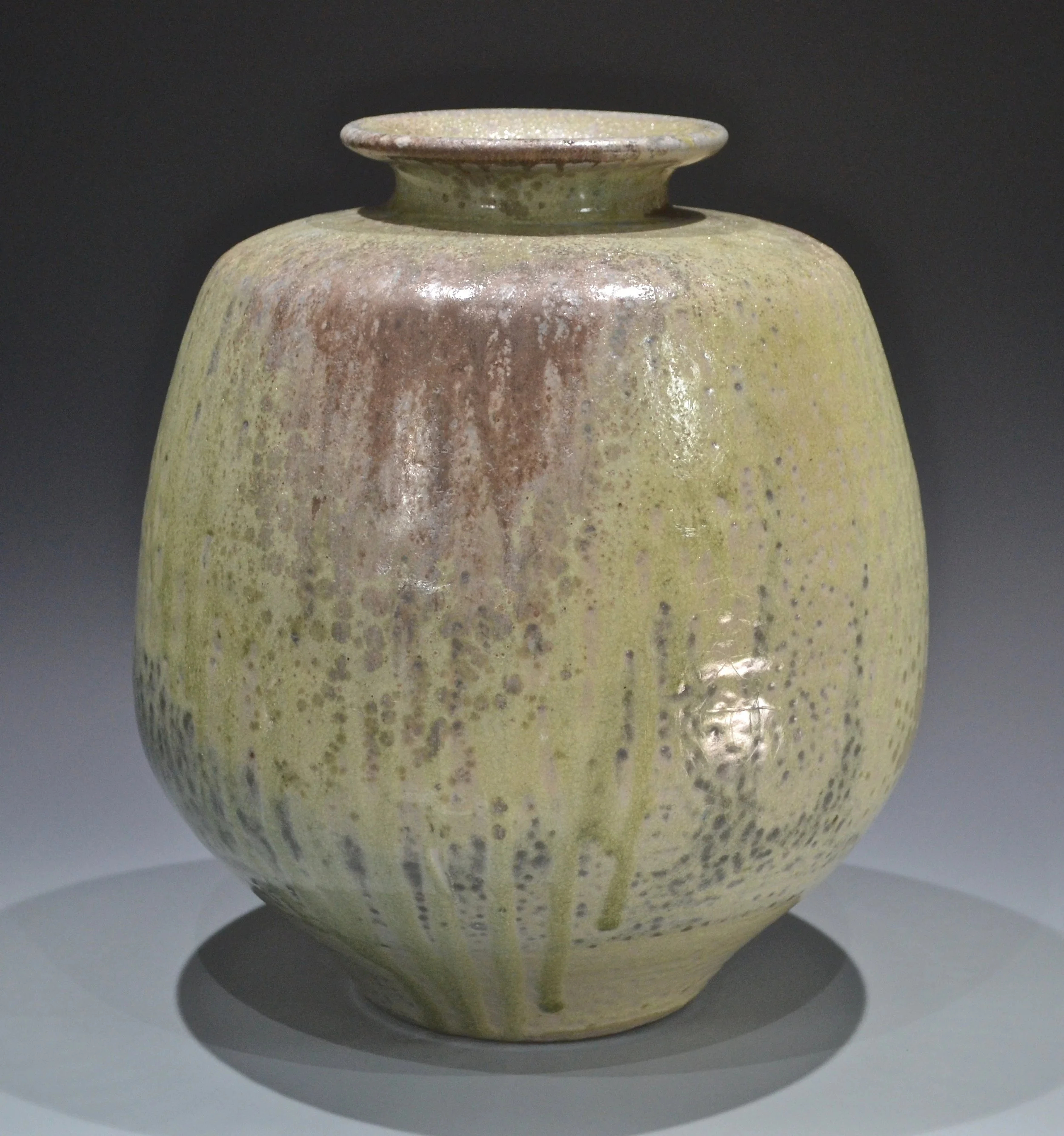 porcelain vase, 12" x 10", anagama fired to cone 13