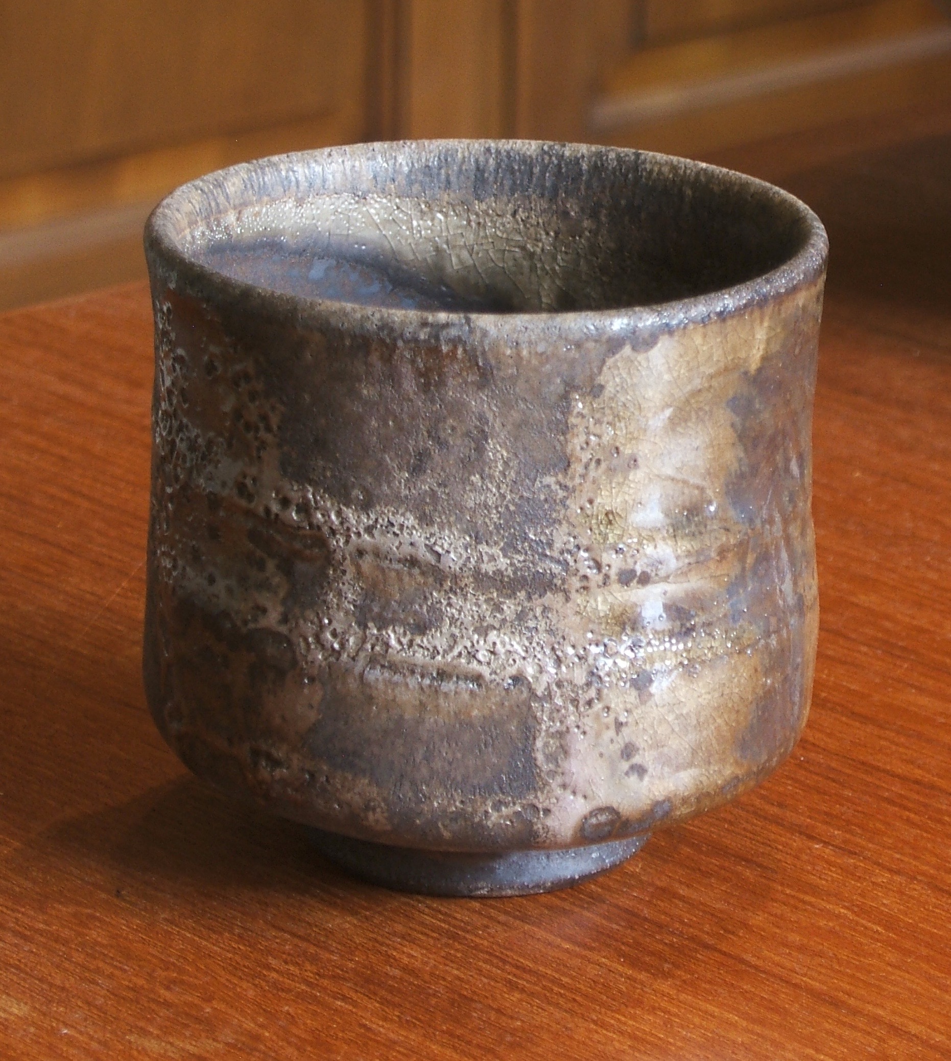 stoneware cup, 4' x 3.25", anagama fired to cone 12