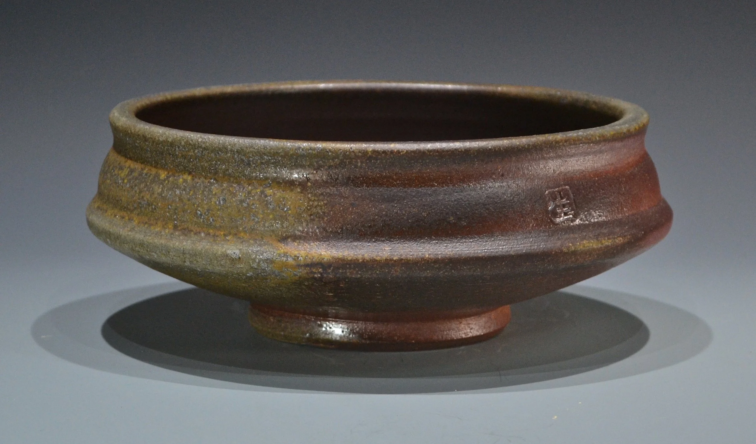 stoneware bowl, 3.5" x 8.5", anagama fired to cone 11