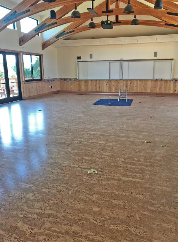 Cork flooring at OAEC