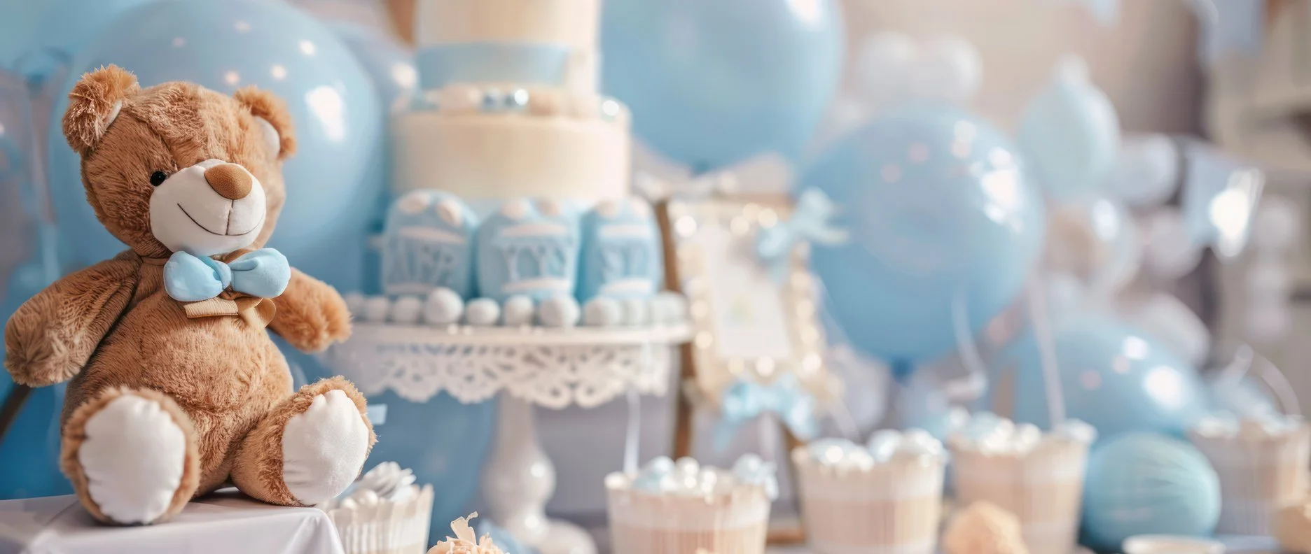 Baby shower food with teddy bear