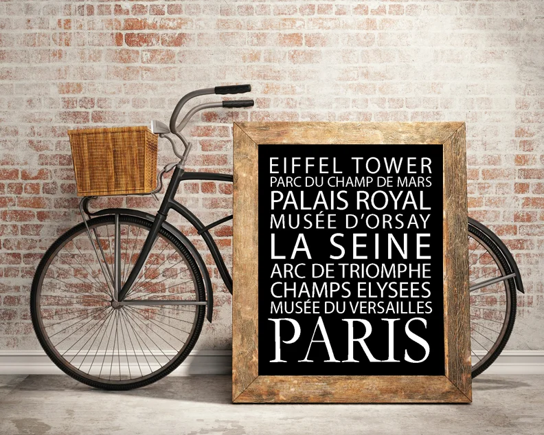 mock up black board in loft interior background with bicycle