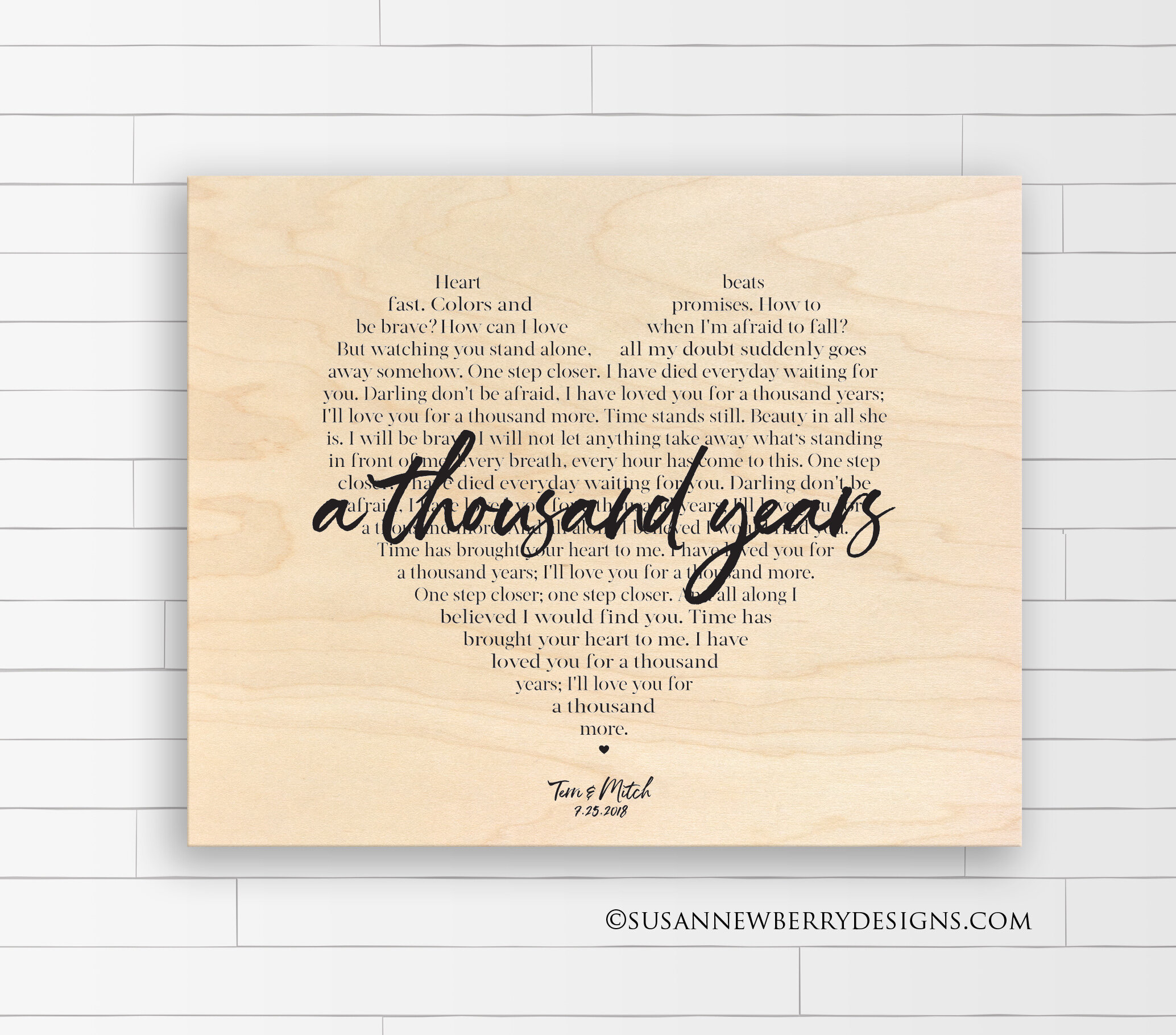 Maple Wood Print First Dance Lyrics Horizontal