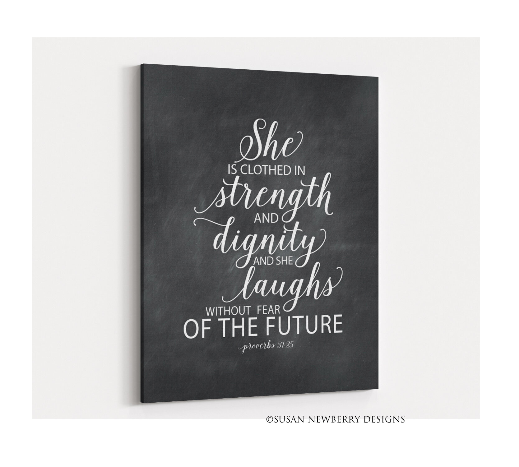 She is clothed Dark Chalkboard Canvas Wall Art