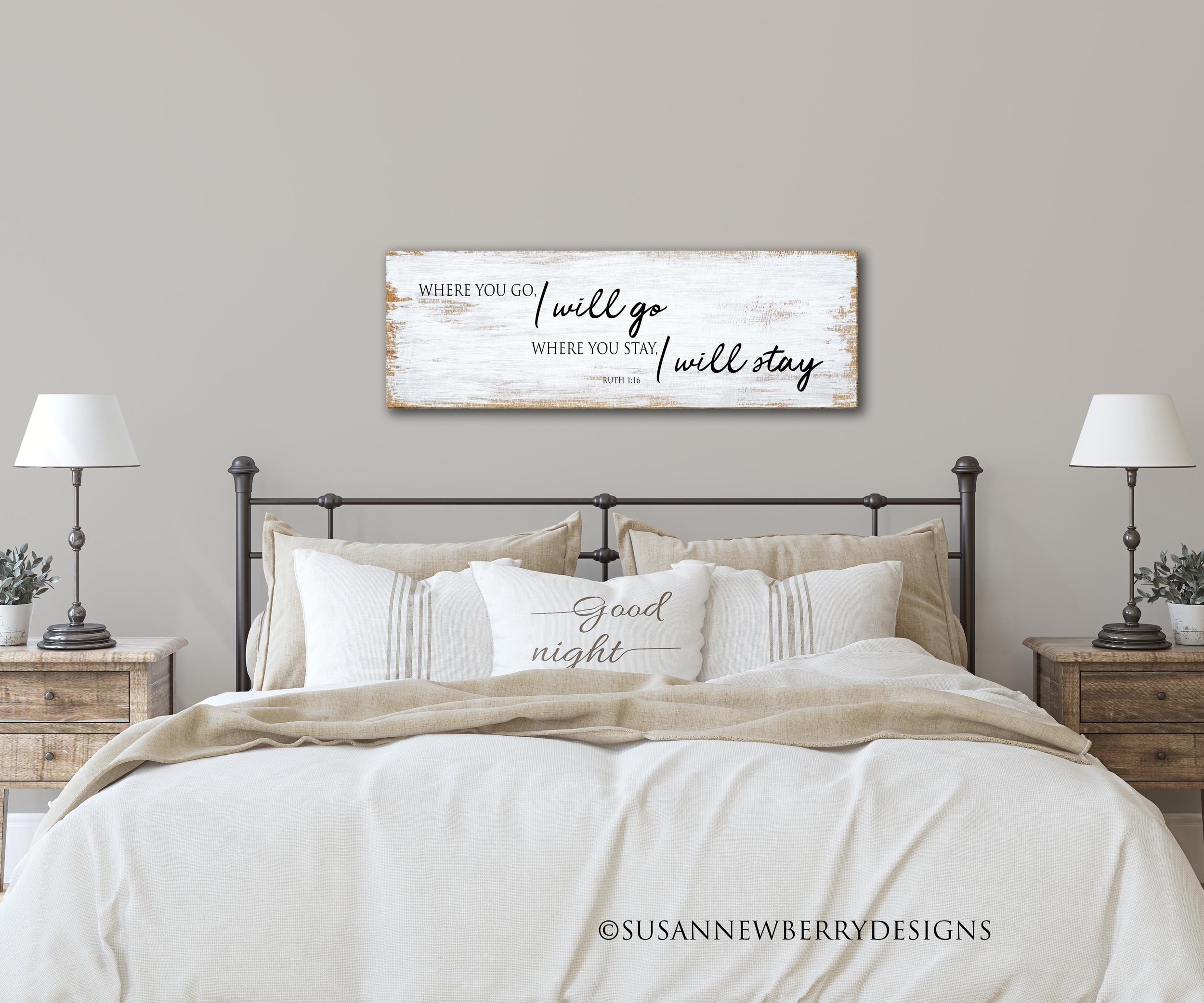 Where you go FH21 Canvas hung over bed
