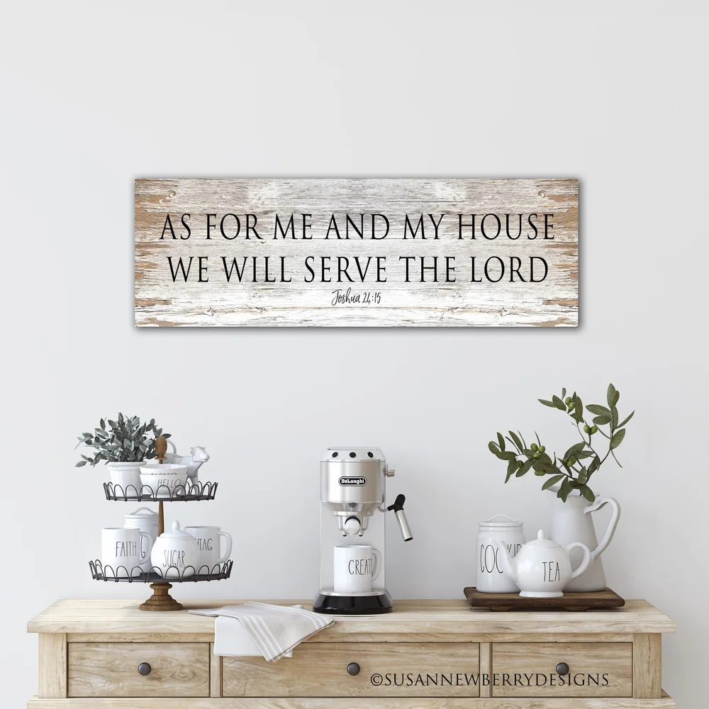 Simply Said Cartello In Legno Farmhouse - As For Me And My House, We Will Serve The Lord - 25,4x61x3,8 Cm, Rustico, Fatto A Mano
