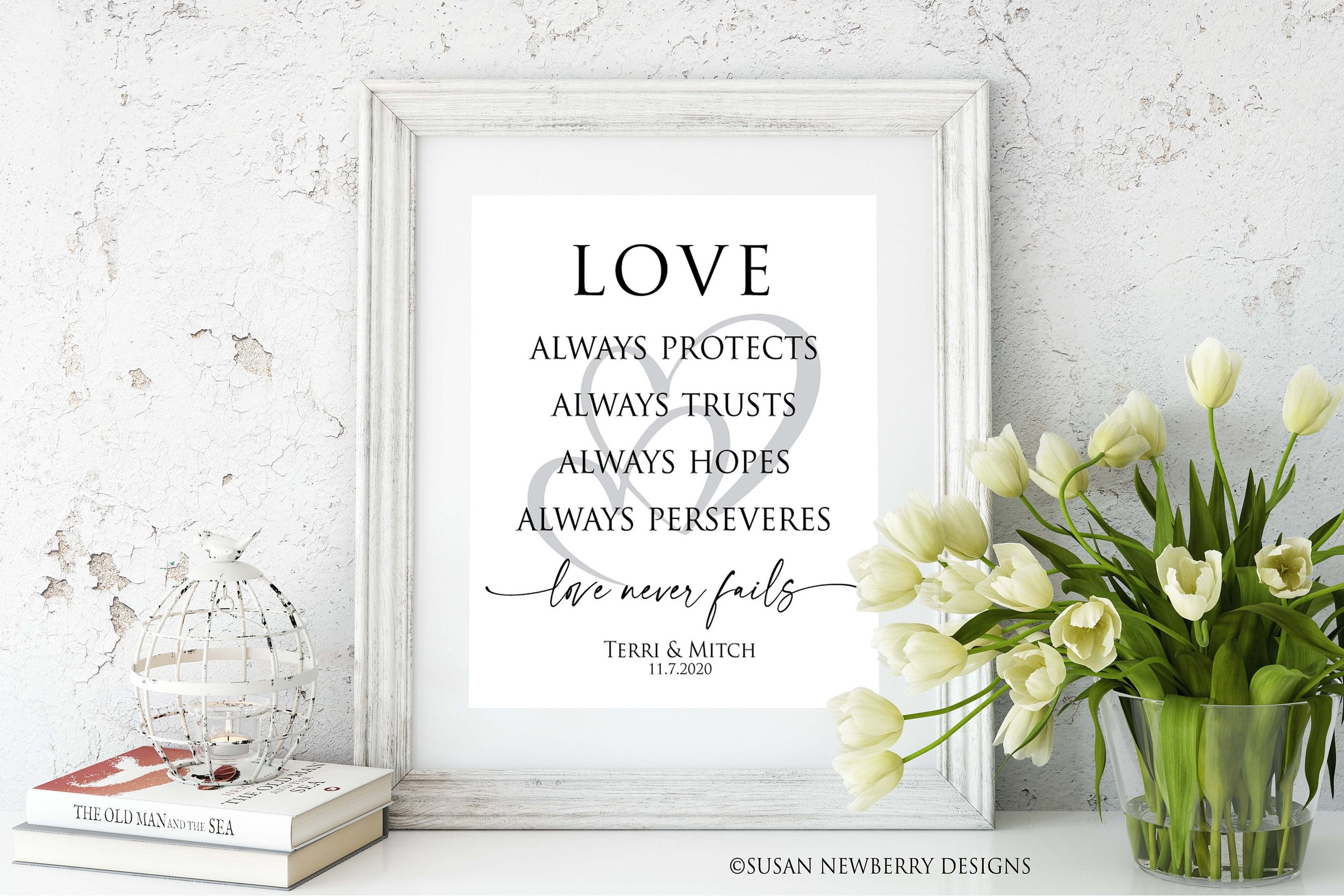 Love always protects white print with add on mat and frame