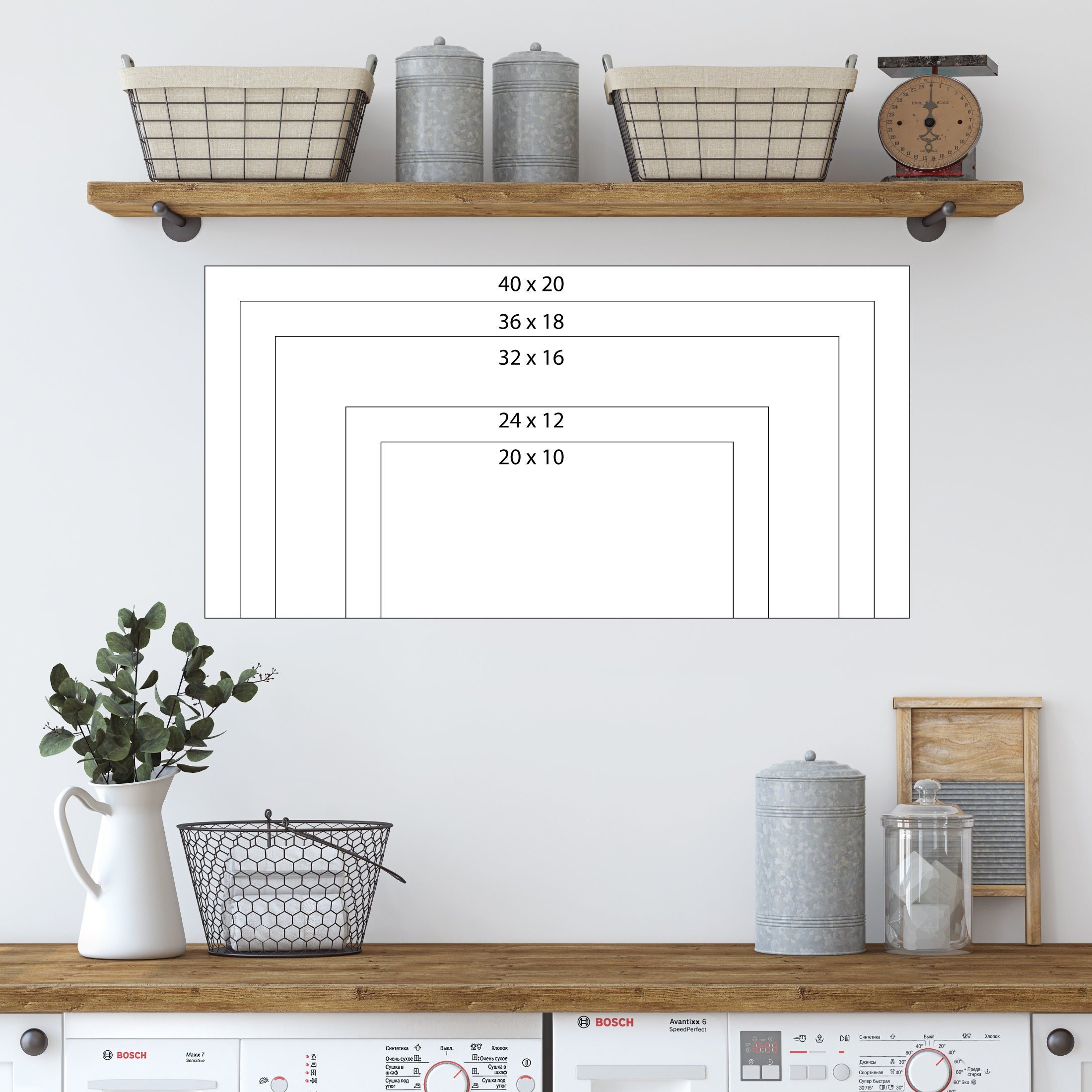 size examples in laundry room