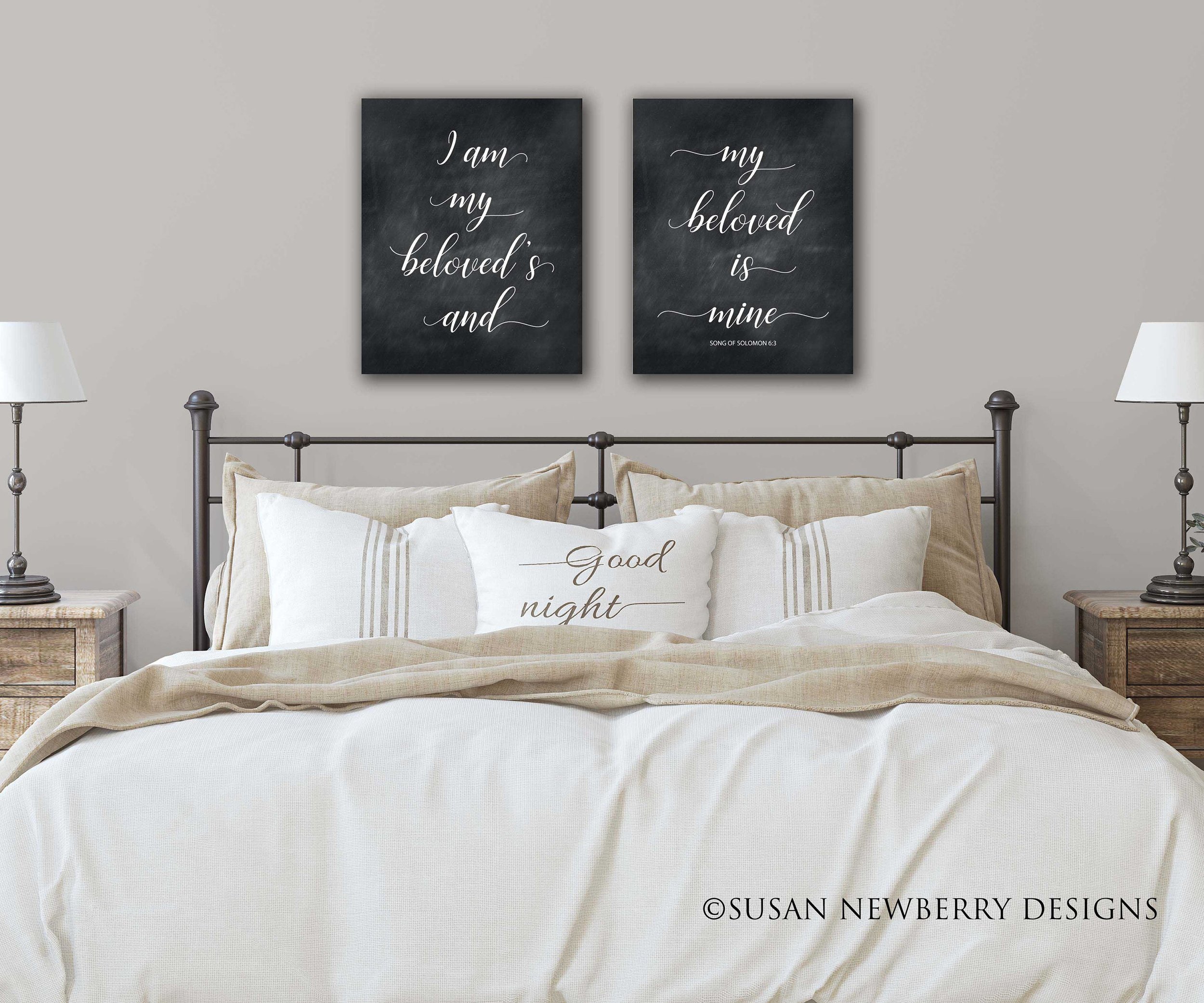 I am my beloveds Dark Chalkboard Duo Canvas
