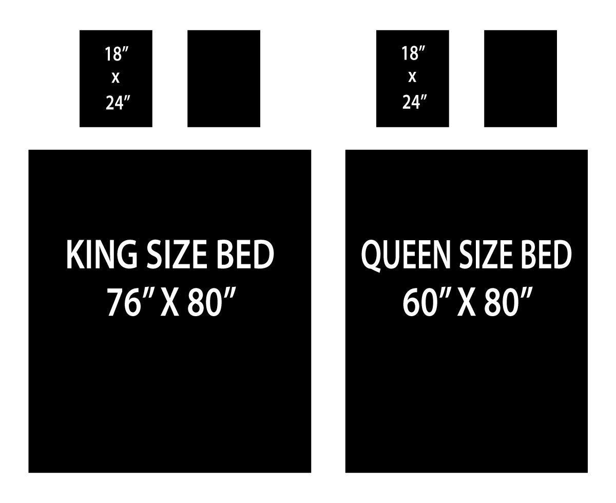 size examples over bed